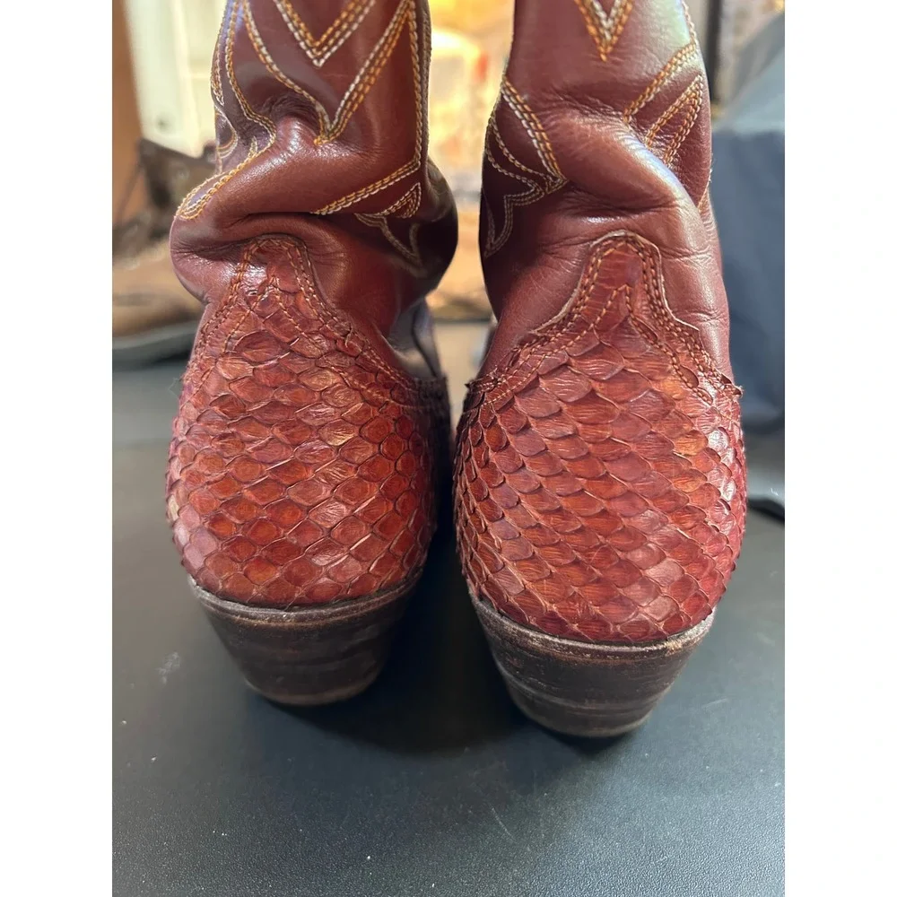 Dan‎ Post Womens Leather Python Inlay Cowboy Boots Western Size 7.5 B - Picture 2 of 7